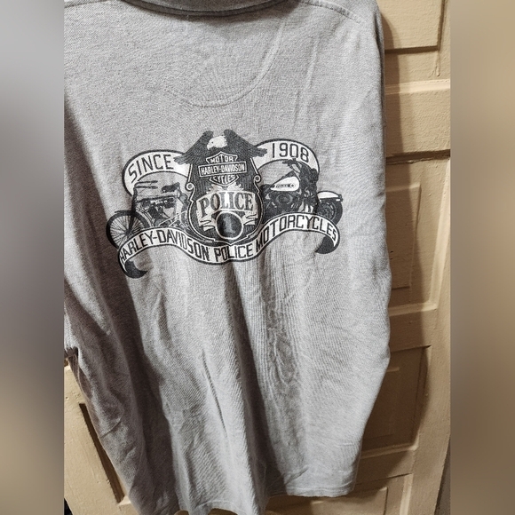 Harley-Davidson Police Motorcycle Collared Short Sleeve Polo Button Up - Picture 2 of 6